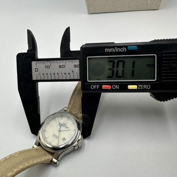 Timex Expedition Watch Women Silver Tone Beige Leather Band Indiglo New Battery - Picture 8 of 14